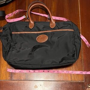 Longchamp Black Bag with Brown Trim